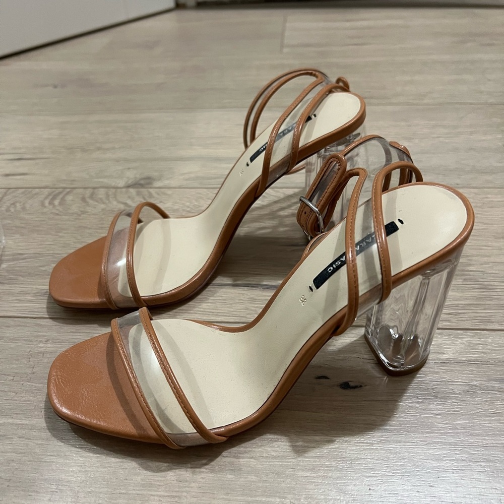 Zara Lucite Heeled Sandals EUR 38
